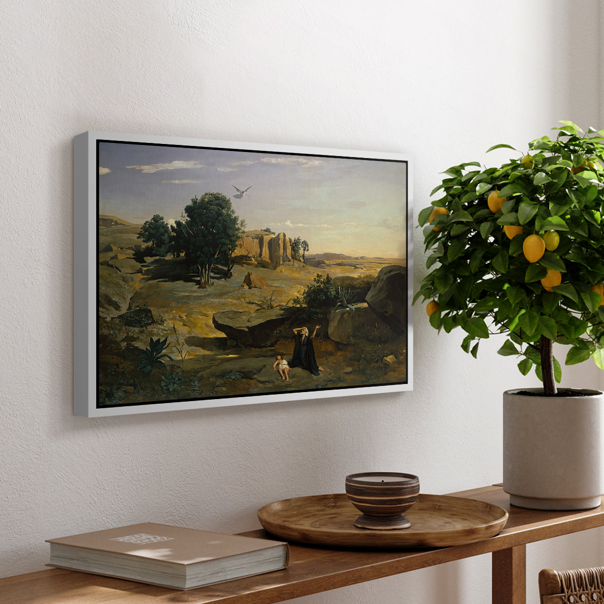 Hagar in the Wilderness, 1835 - Floater Framed Canvas Print