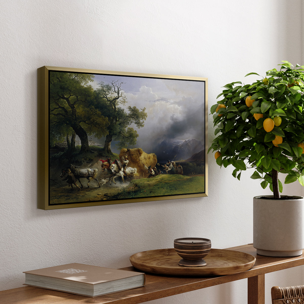 The Harvest Wagon (Der Heuwagen), c. 1850 - Floater Framed Canvas Print