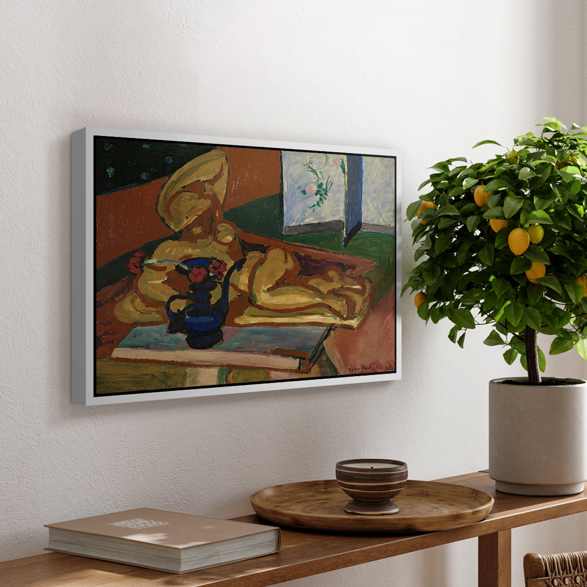 Sculpture and Persian Vase (The Bronze Figure), 1908 - Floater Framed Canvas Print