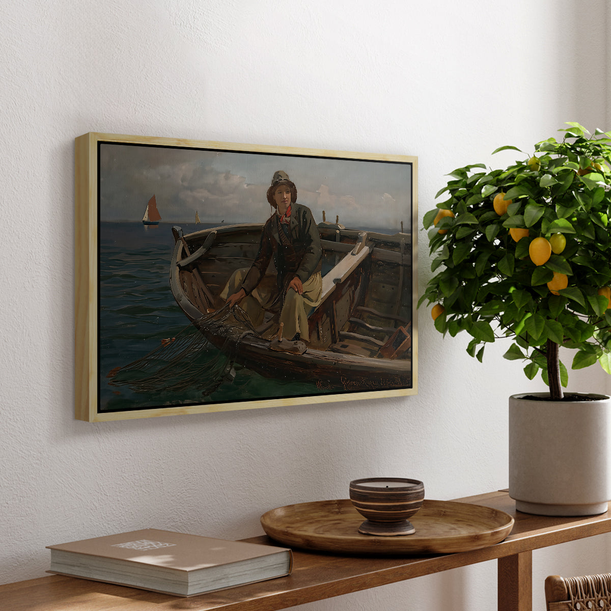 Fishermen from Rügen, 1882 - Floater Framed Canvas Print
