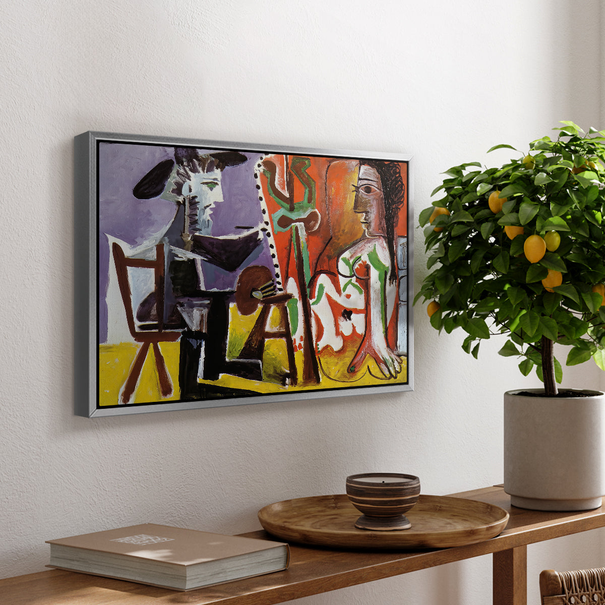 The Painter and His Model, 1963 - Floater Framed Canvas Print