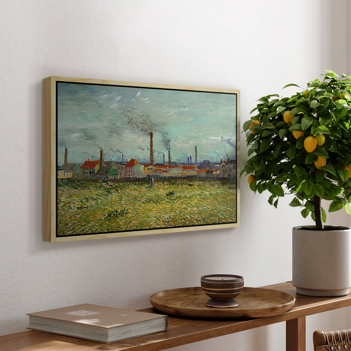 Factories at Clichy, 1887 - Floater Framed Canvas Print