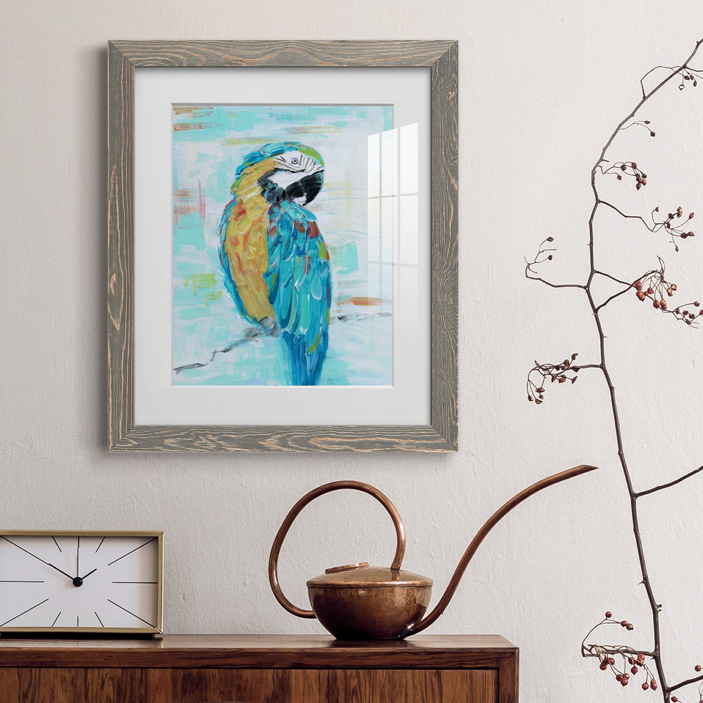 Island Parrot I - Premium Framed Print - Distressed Barnwood Frame - Ready to Hang