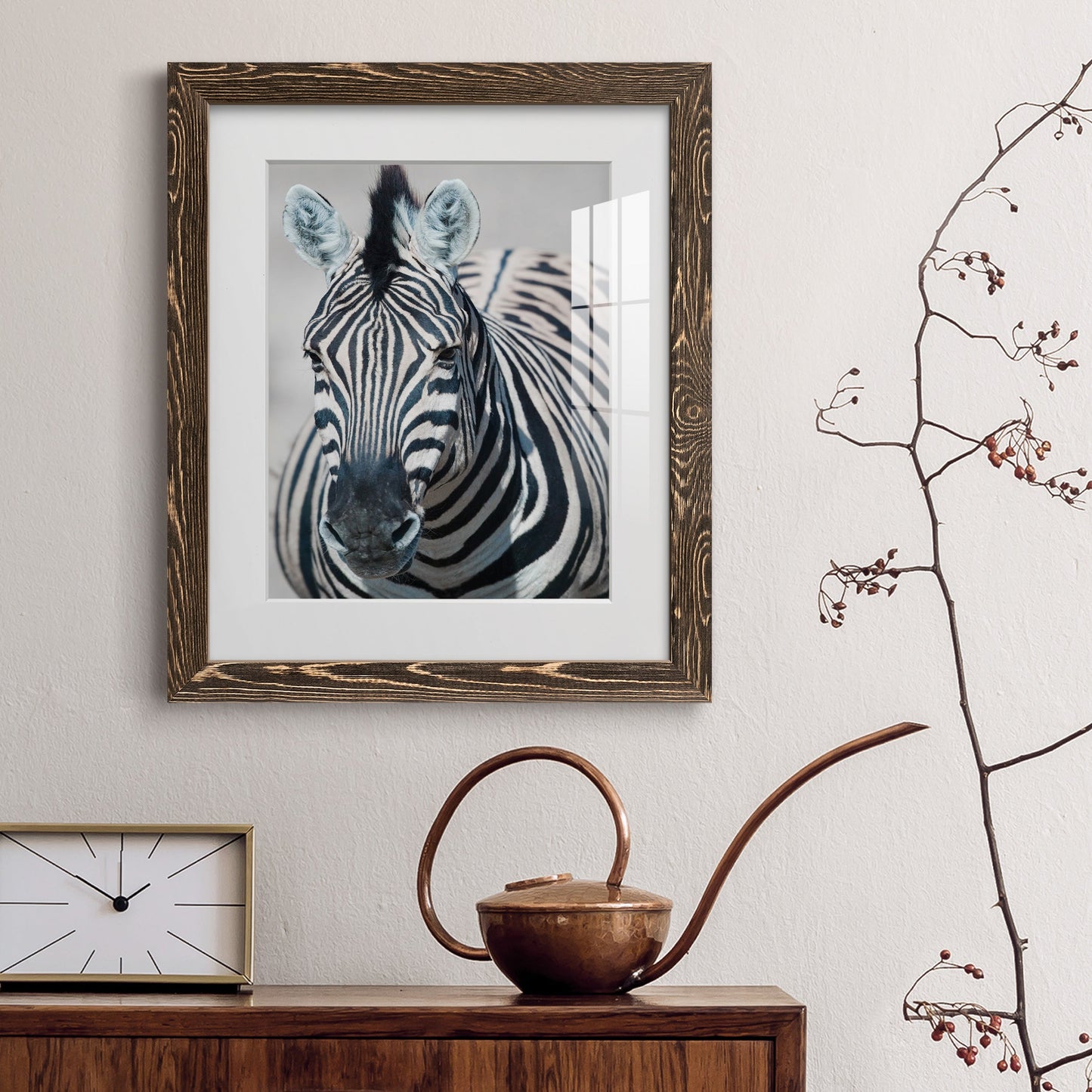 Namibia Zebra - Premium Framed Print - Distressed Barnwood Frame - Ready to Hang