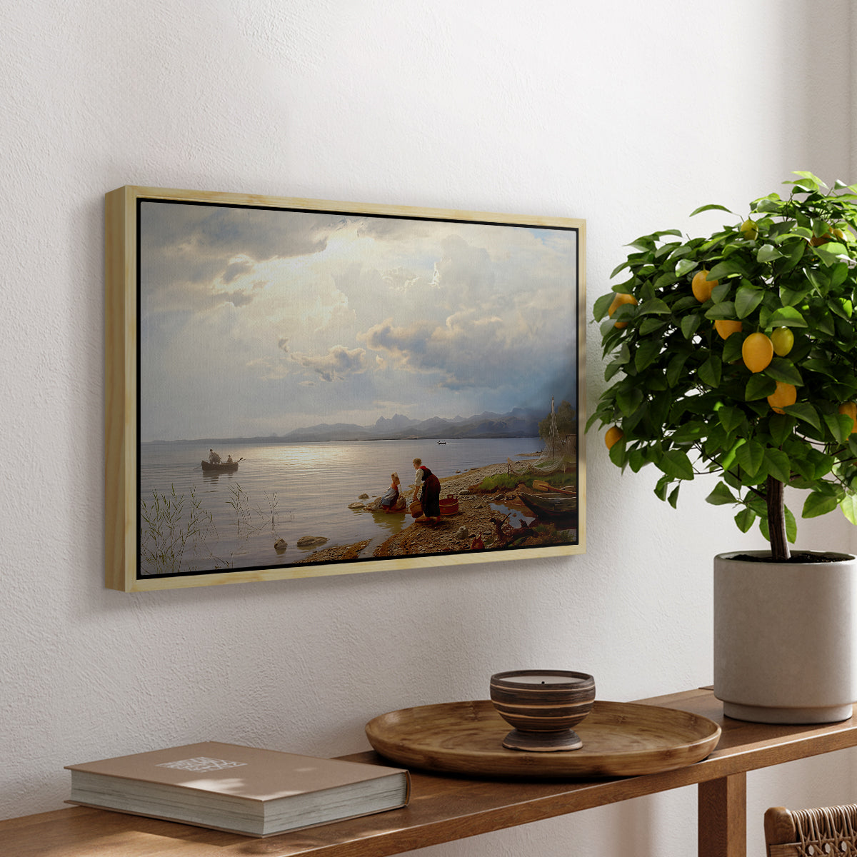 On the Banks of the Chiemsee, 1871 - Floater Framed Canvas Print