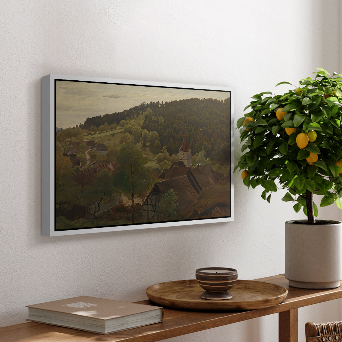 Landscape from Ebersteinburg in Baden, 1876 - Floater Framed Canvas Print