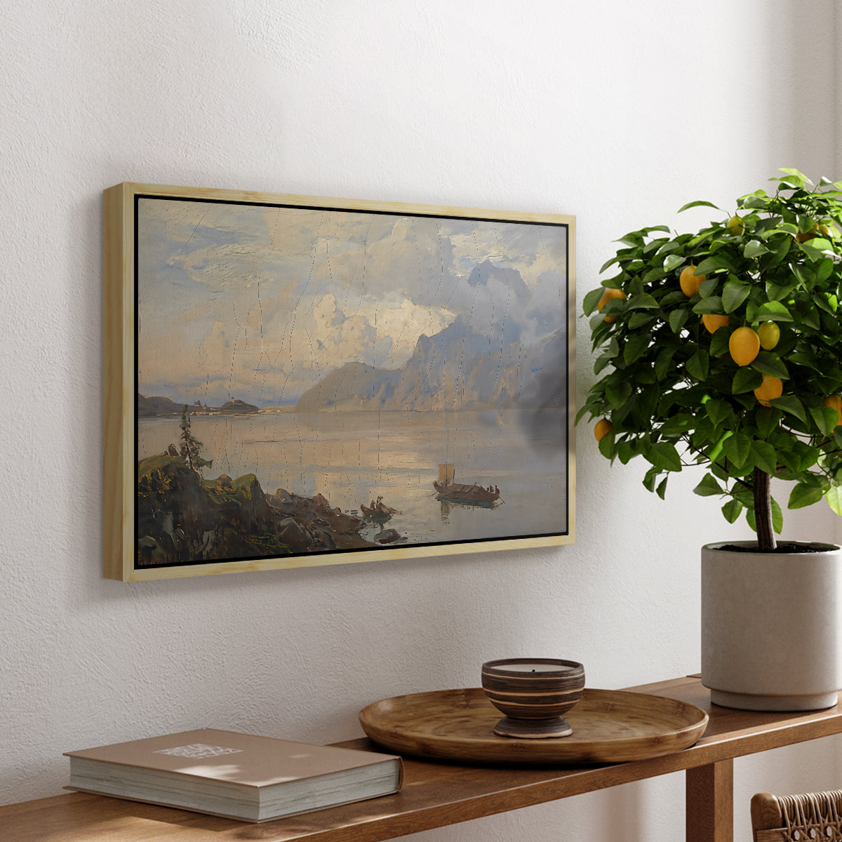 Traunsee, 1871 - Floater Framed Canvas Print