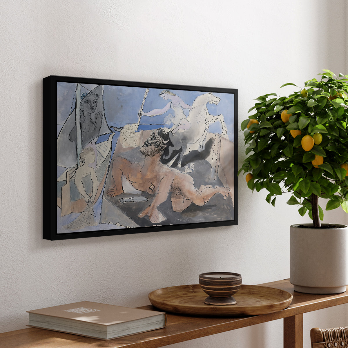 Composition with Minotaur, 1936 - Floater Framed Canvas Print