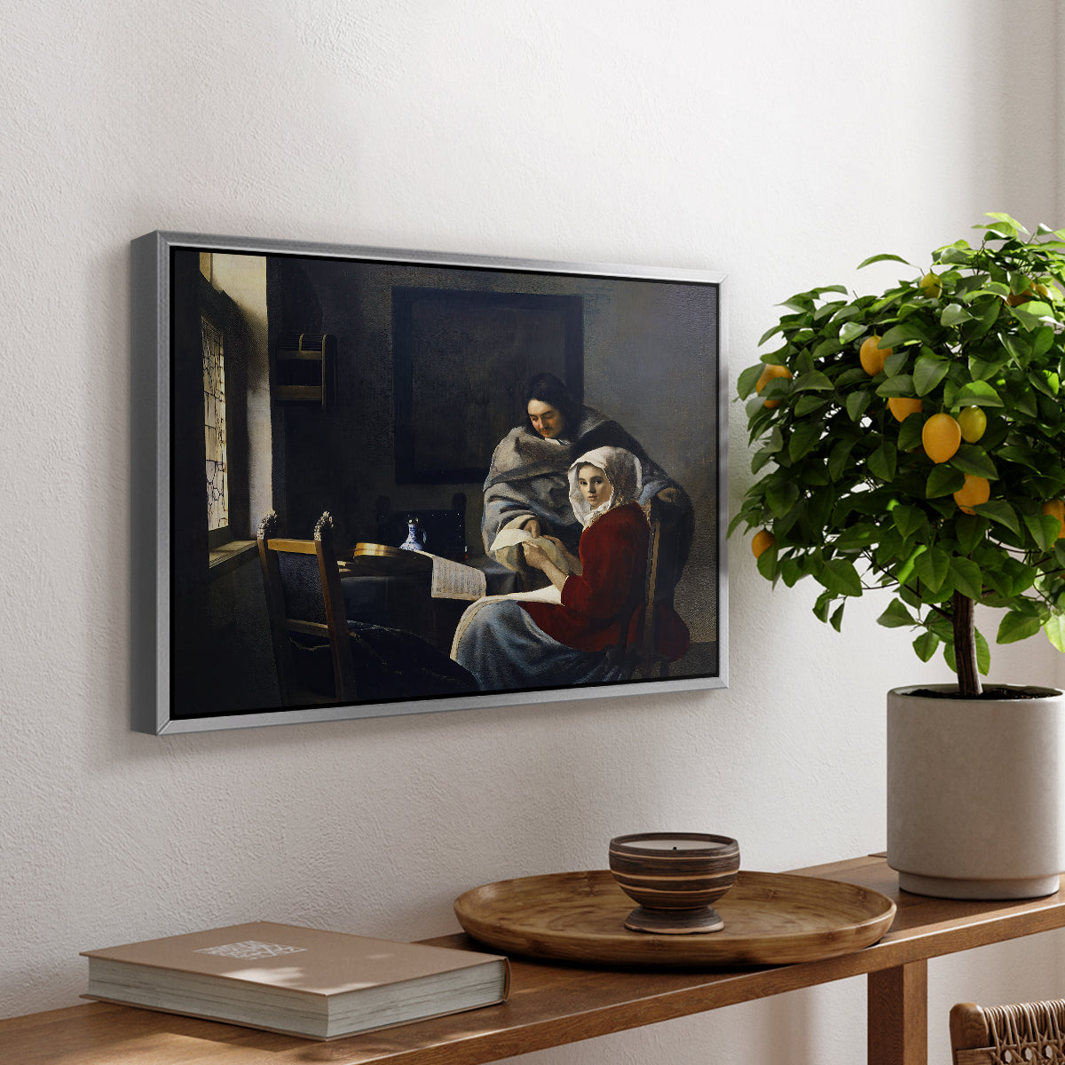 Girl Interrupted at Her Music, c. 1658-1659 - Floater Framed Canvas Print