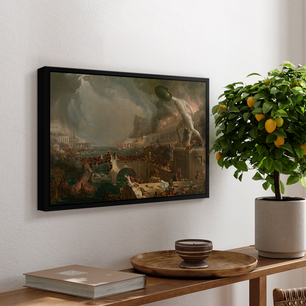 The Course of Empire: Destruction, 1836 - Floater Framed Canvas Print