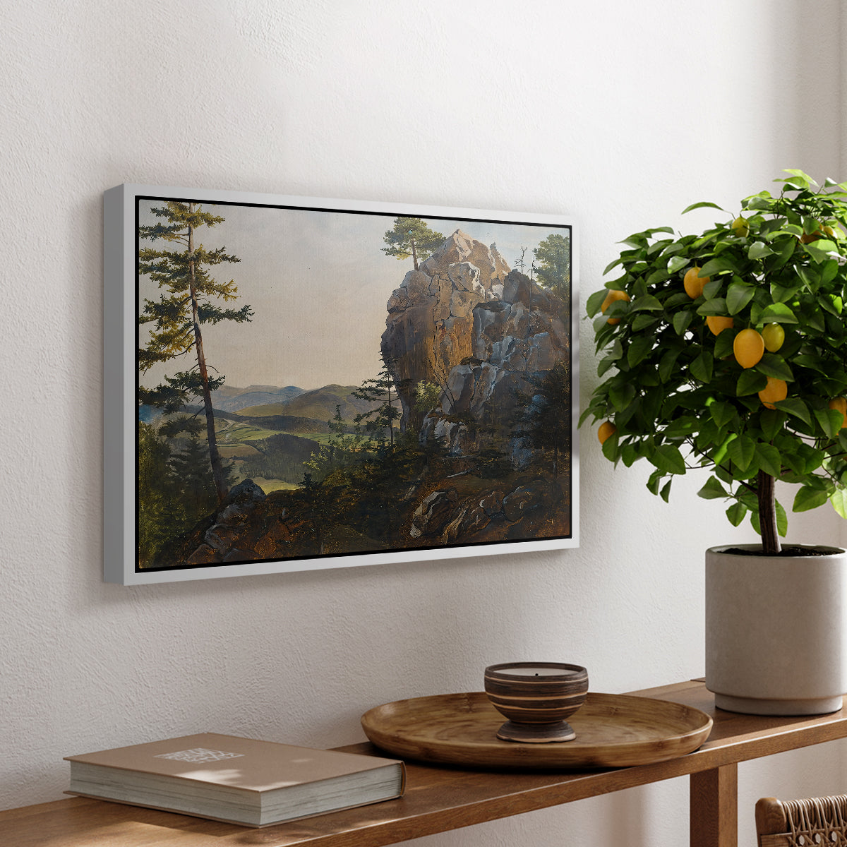 Landscape with the Balbersteine near Miesenbach, 1839 - Floater Framed Canvas Print