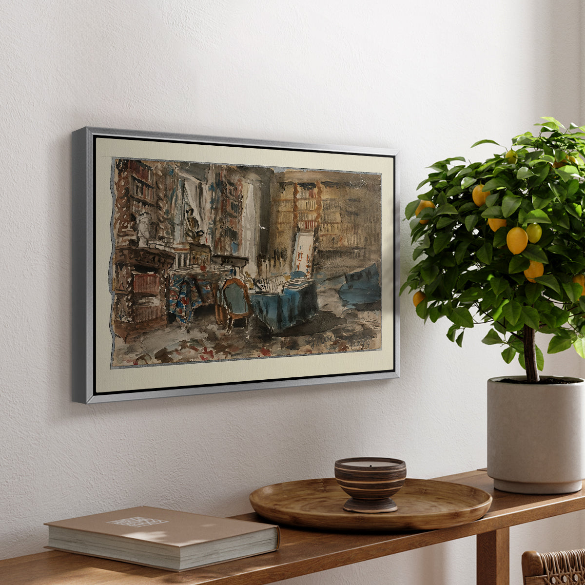 Cabinet de Flaubert à Croisset, 1874 - Floater Framed Canvas Print