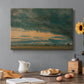 Canvas art print featuring an expansive sky filled with layered cloud formations, set in a cozy kitchen setting