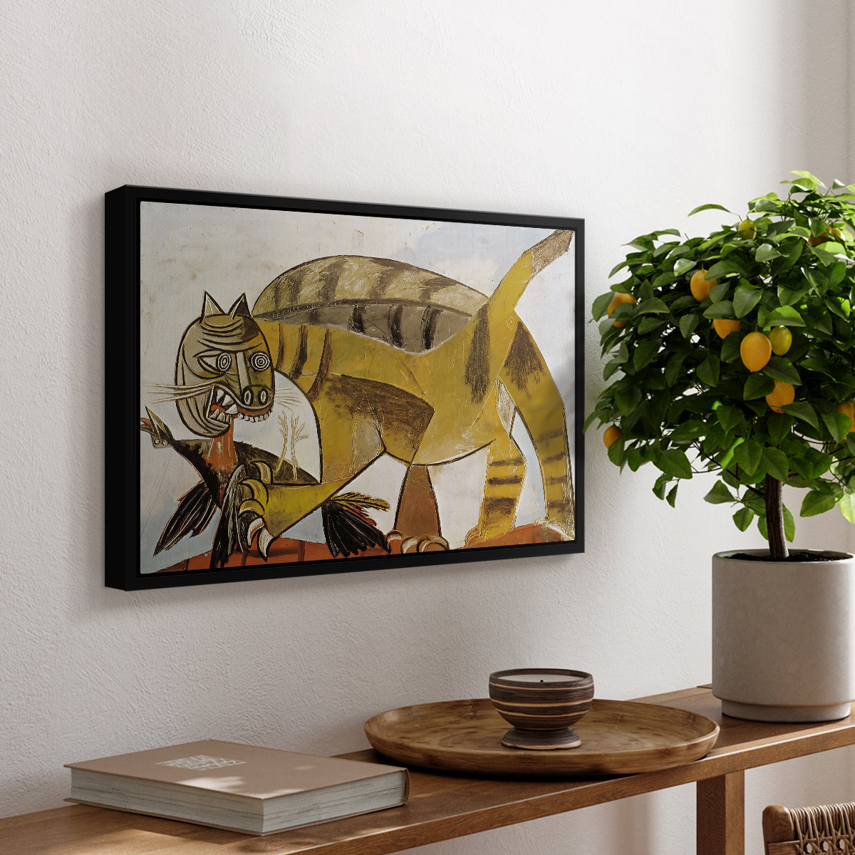 Cat Eating a Bird, 1939 - Floater Framed Canvas Print