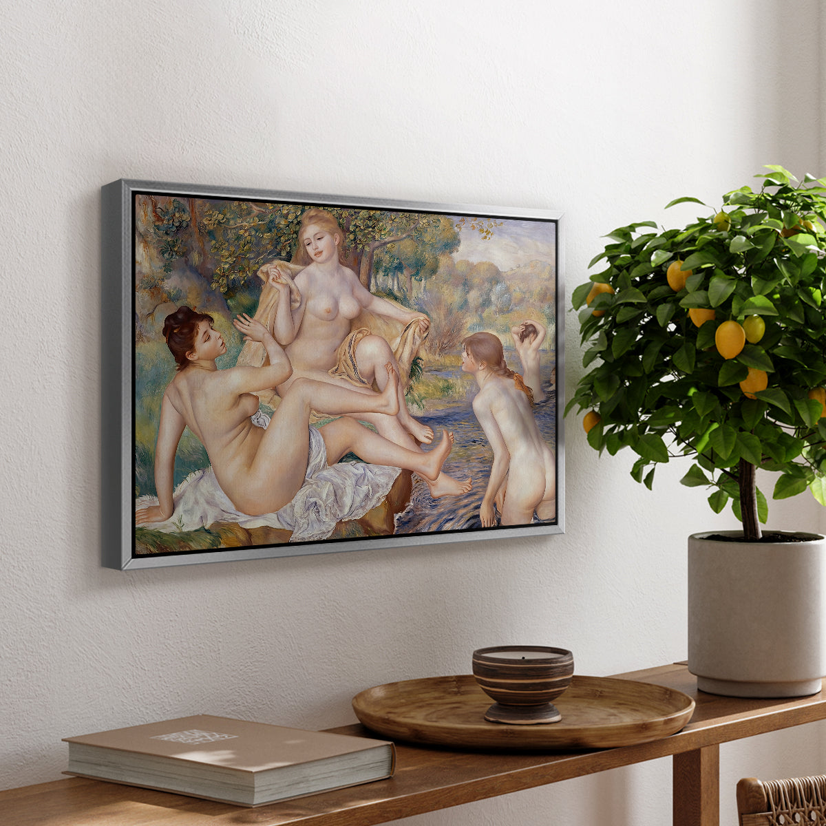 The Large Bathers, 1884-1887 - Floater Framed Canvas Print