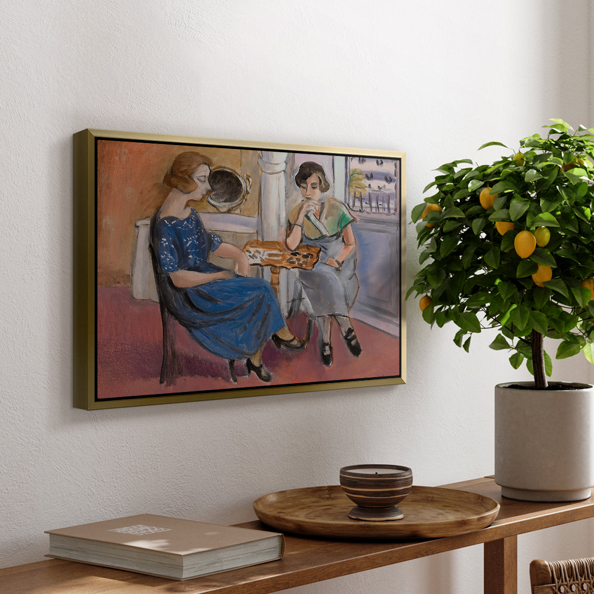 Domino Players, 1921 - Floater Framed Canvas Print