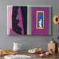 Canvas art print featuring an abstract collage with cut-out shapes forming symbolic composition, set in a cozy kitchen setting