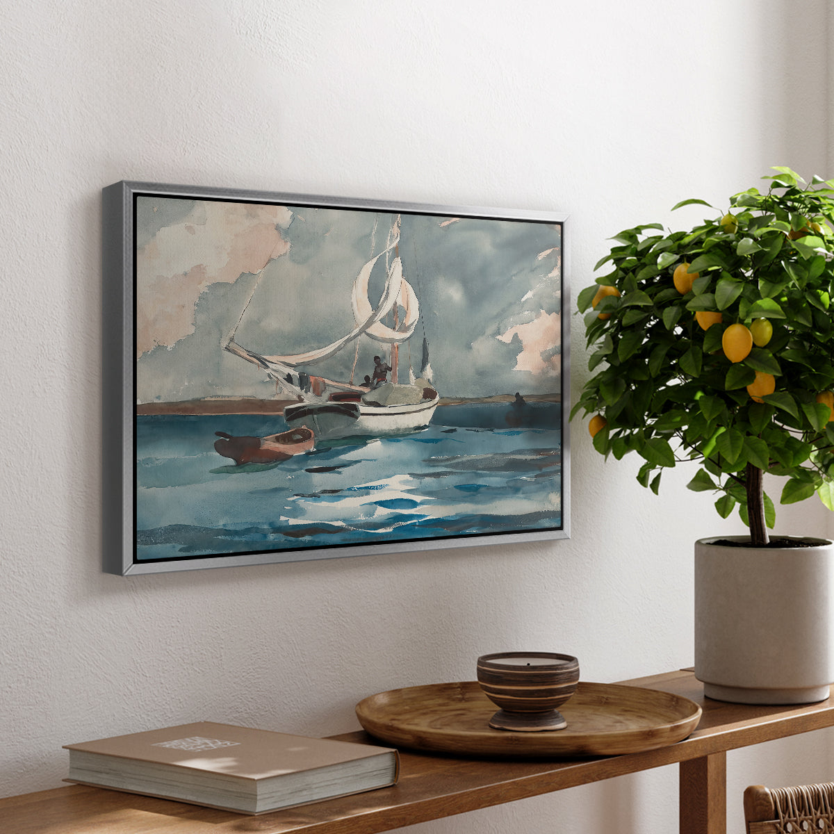 Sloop, Nassau, 1899 - Floater Framed Canvas Print