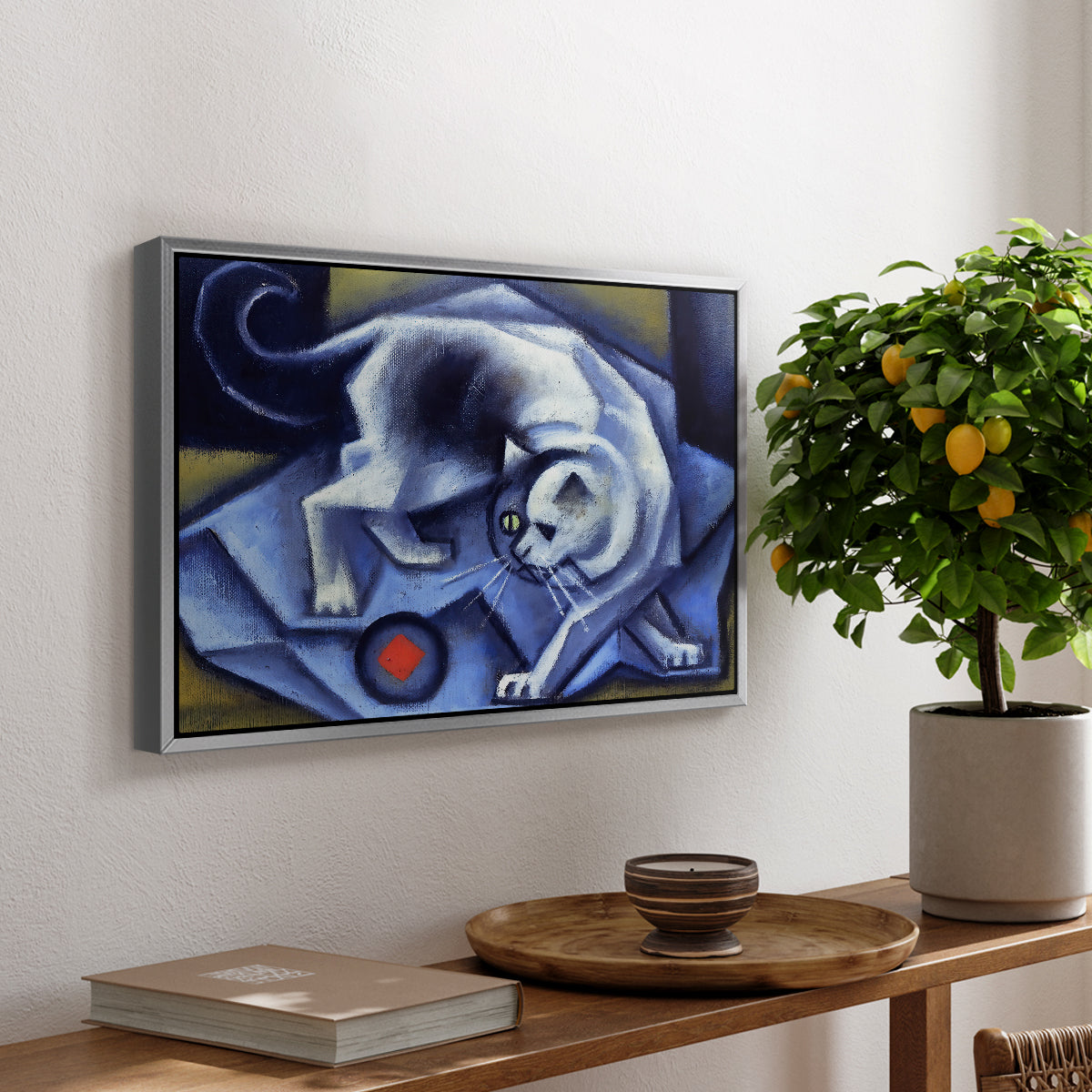 Cat Playing with a Ball, 1945-1950 - Floater Framed Canvas Print