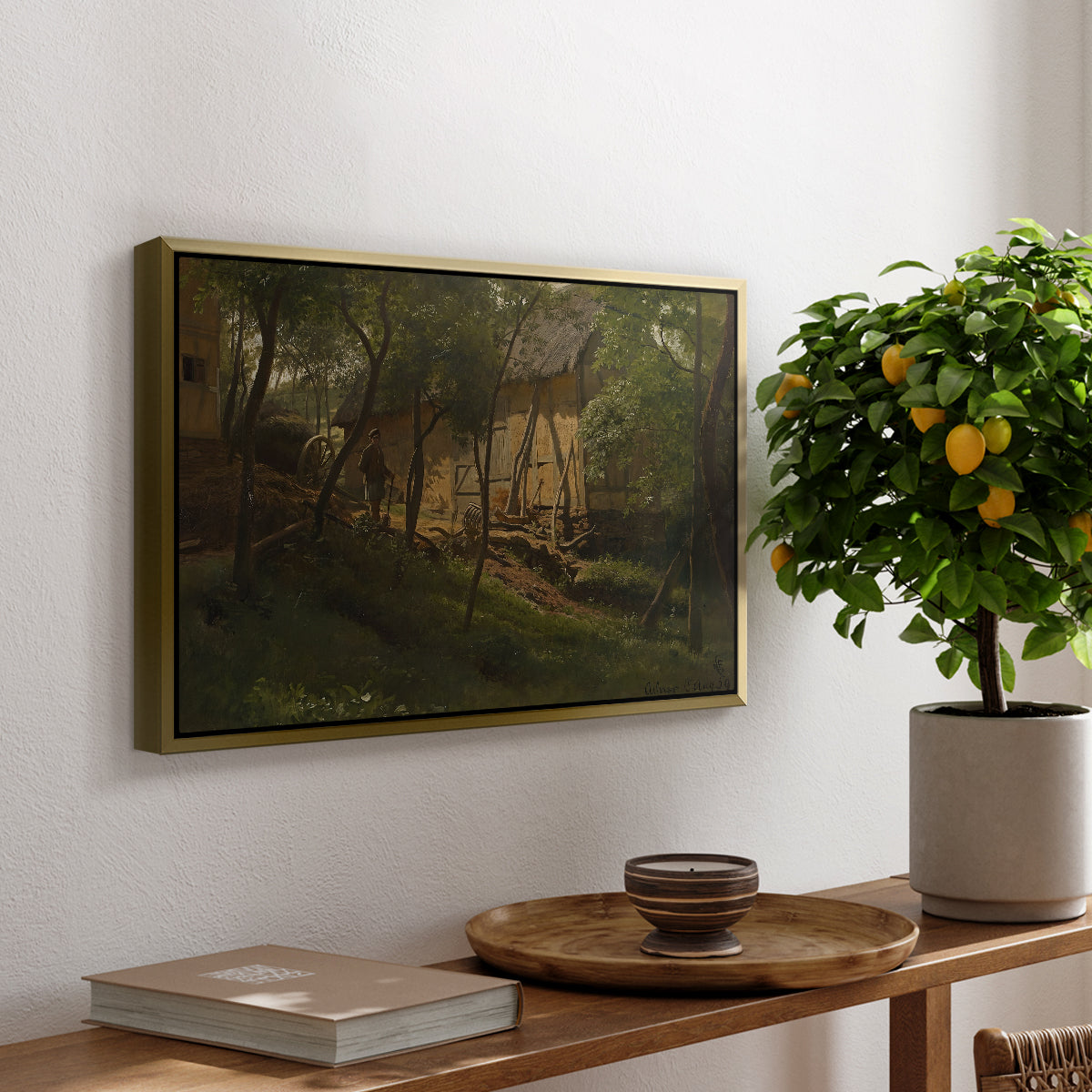 German Farm, 1859 - Floater Framed Canvas Print