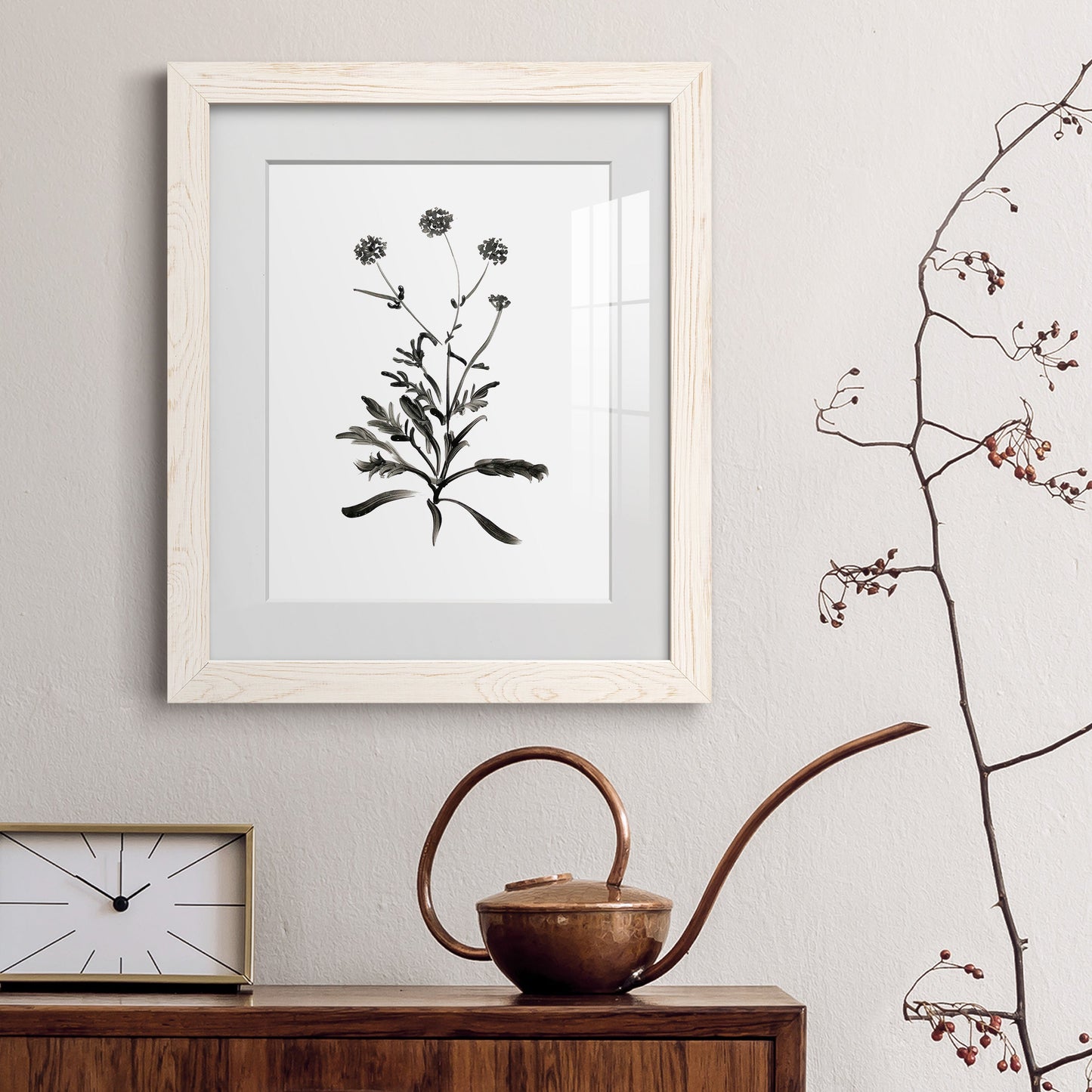 Inky Botanical I - Premium Framed Print - Distressed Barnwood Frame - Ready to Hang