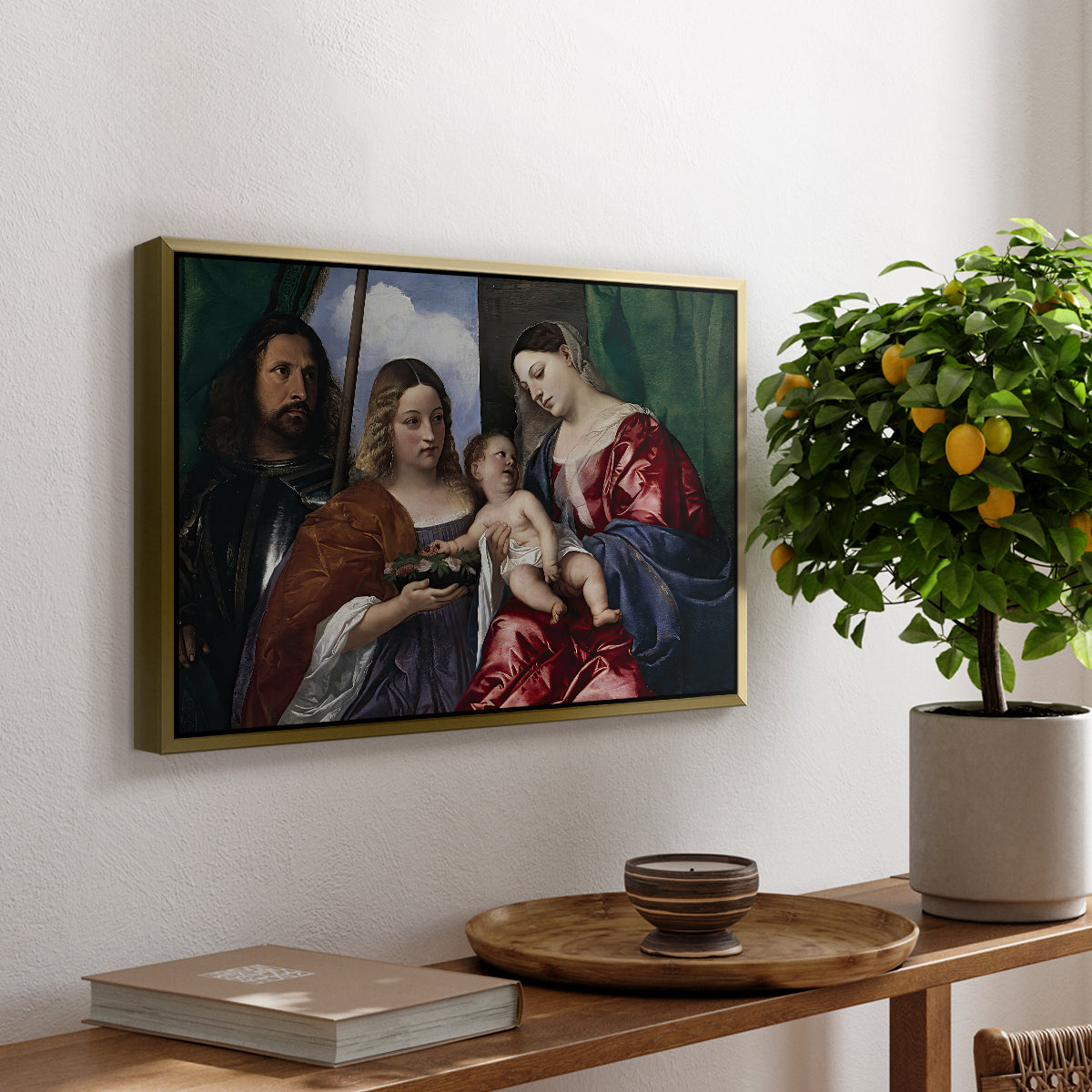 Madonna and Child with Saints Dorothy and George, c. 1516 - Floater Framed Canvas Print
