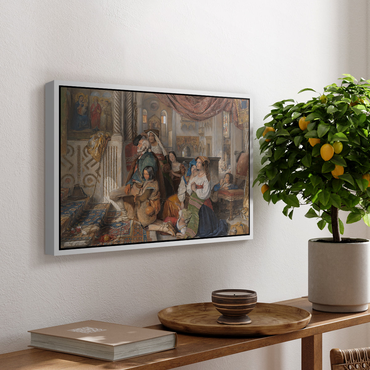 Roman Pilgrims, 1854 - Floater Framed Canvas Print