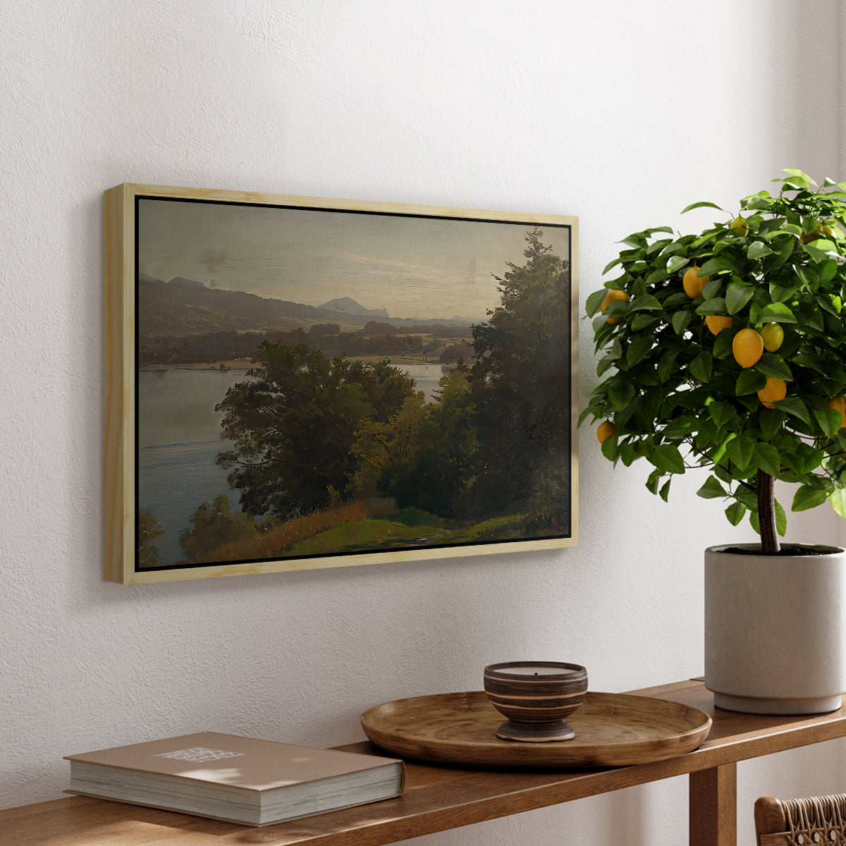 View of the Mondsee, 1870 - Floater Framed Canvas Print