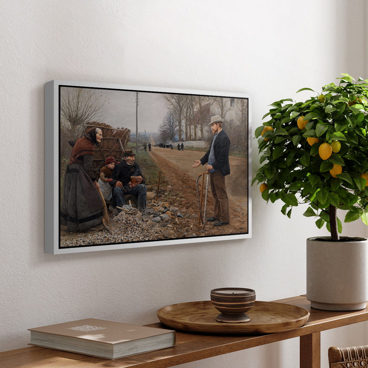 People by a Road, 1893 - Floater Framed Canvas Print
