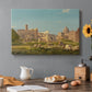 Canvas art print featuring ancient ruins of Roman Forum with architectural structures and open sky, set in a cozy kitchen setting