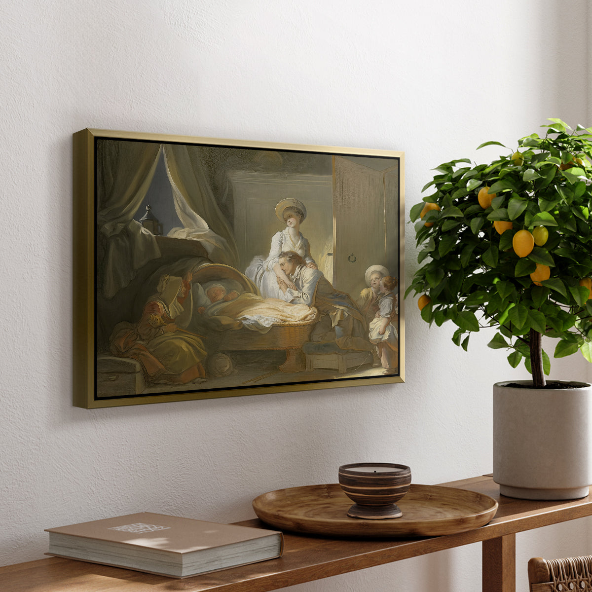 The Visit to the Nursery, c. 1775 - Floater Framed Canvas Print