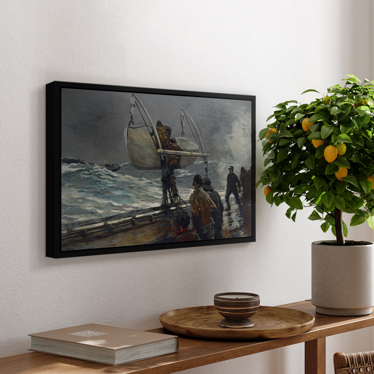 The Signal of Distress, c. 1896 - Floater Framed Canvas Print