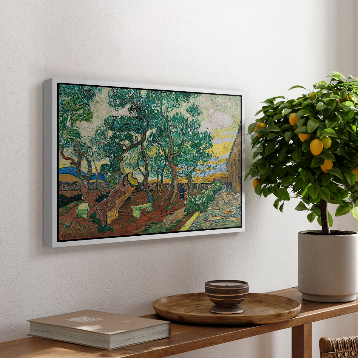 The Garden of Saint-Paul Hospital, 1889 - Floater Framed Canvas Print