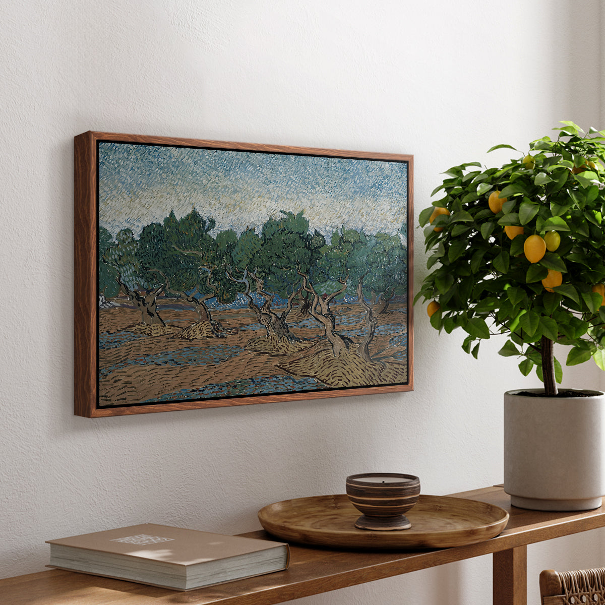 Olive Trees, 1889 - Floater Framed Canvas Print