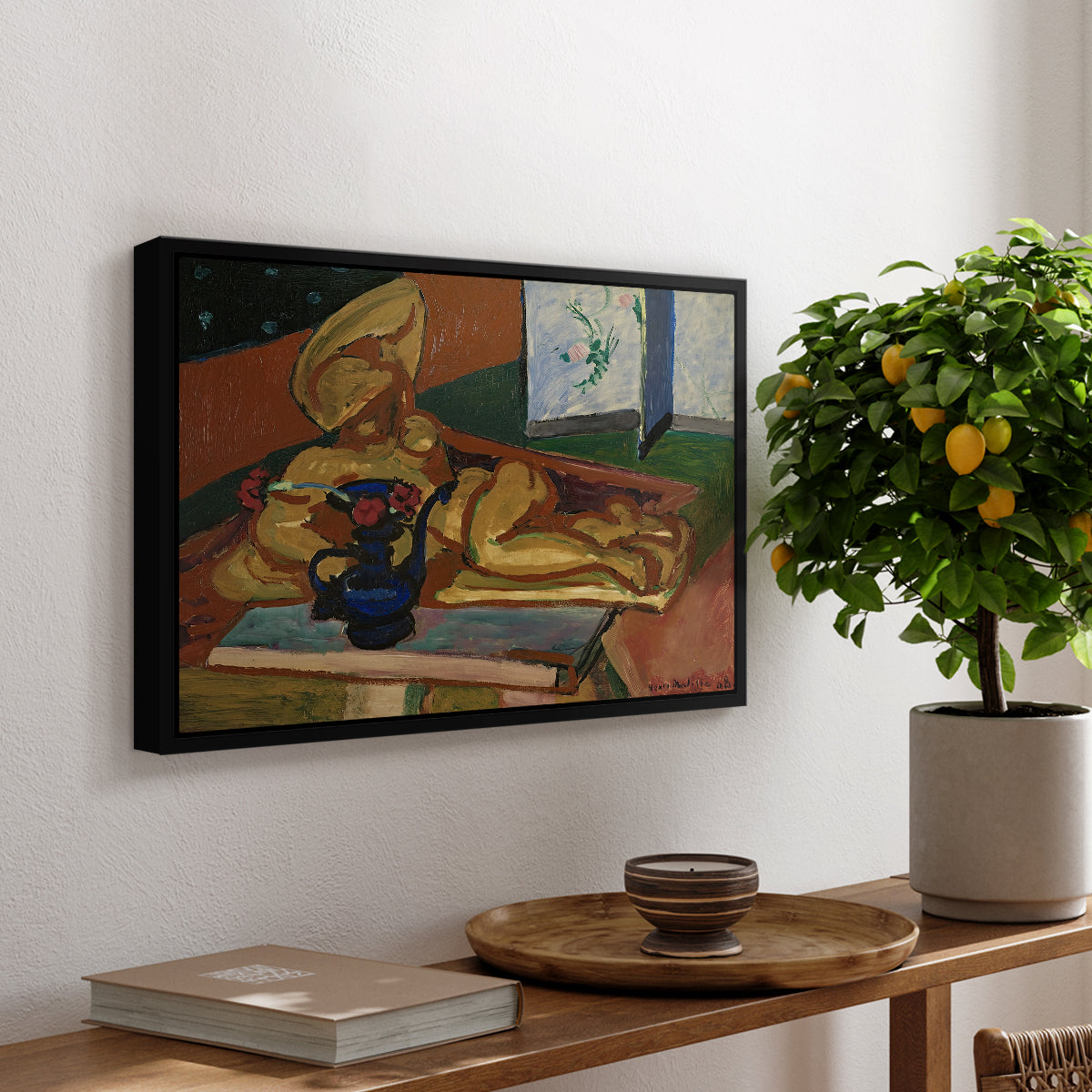 Sculpture and Persian Vase (The Bronze Figure), 1908 - Floater Framed Canvas Print