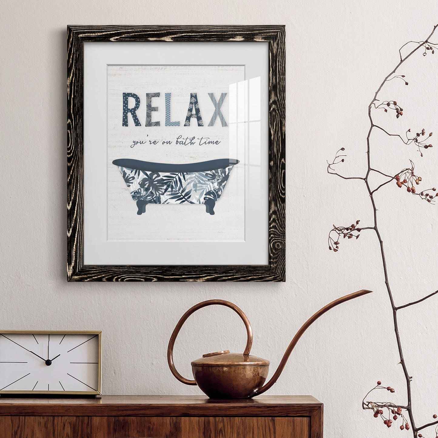 Palm Bath I - Barnwood Framed Art Print