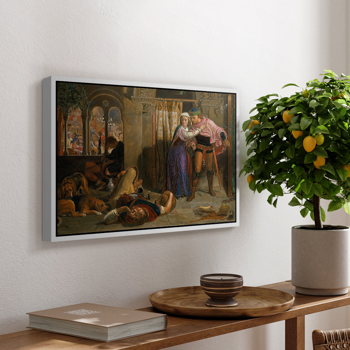 The Flight of Madeline and Porphyro, 1848 - Floater Framed Canvas Print