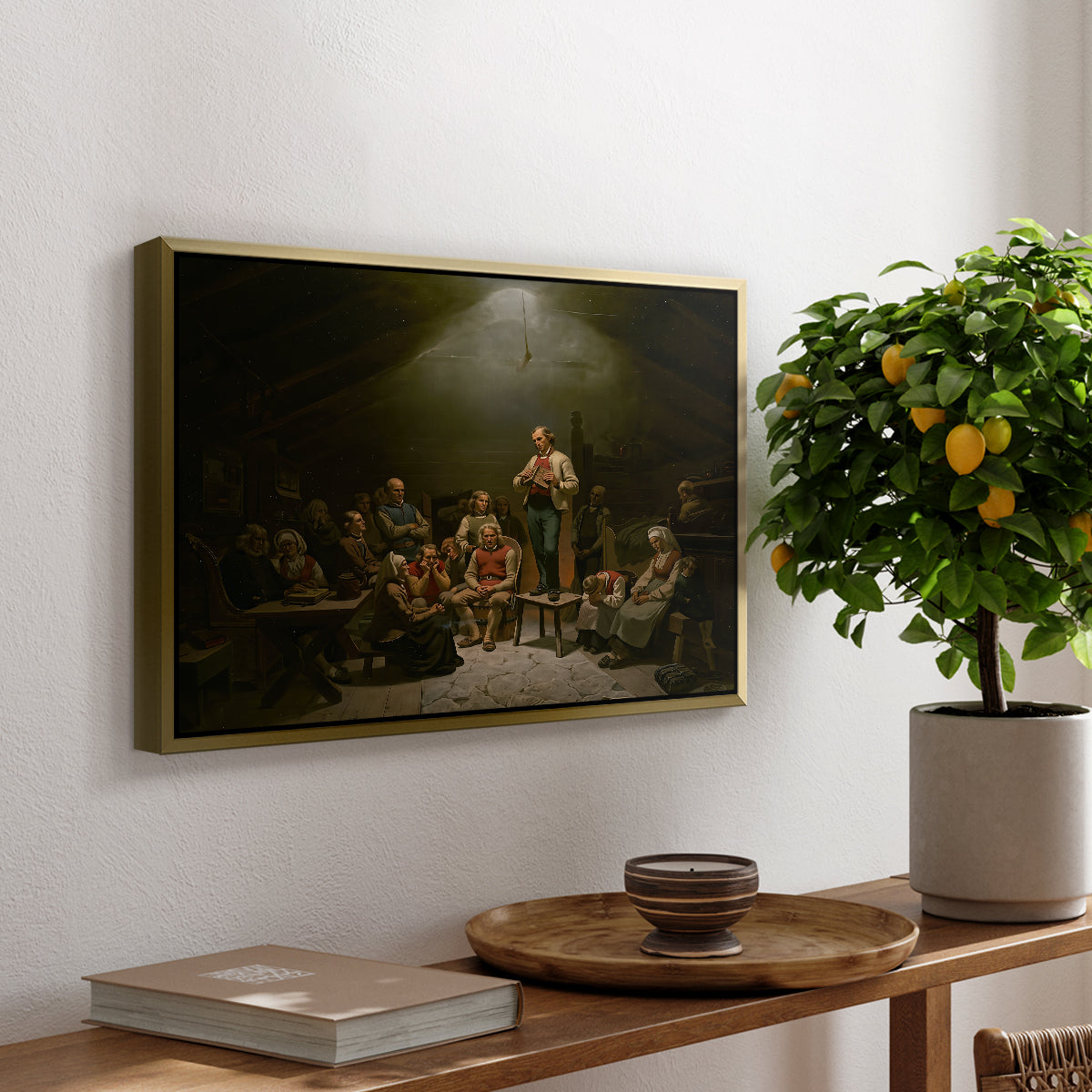 Low Church Devotion (Haugianerne), 1848 - Floater Framed Canvas Print