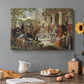 Canvas art print featuring a chaotic battle scene with mounted warriors charging across landscape, set in a cozy kitchen setting