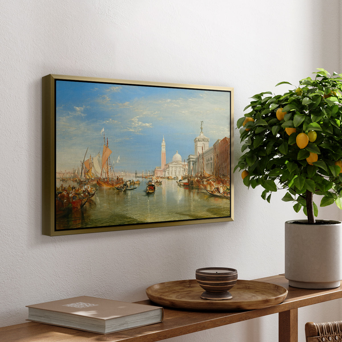 Venice: The Dogana and San Giorgio Maggiore, 1834 - Floater Framed Canvas Print