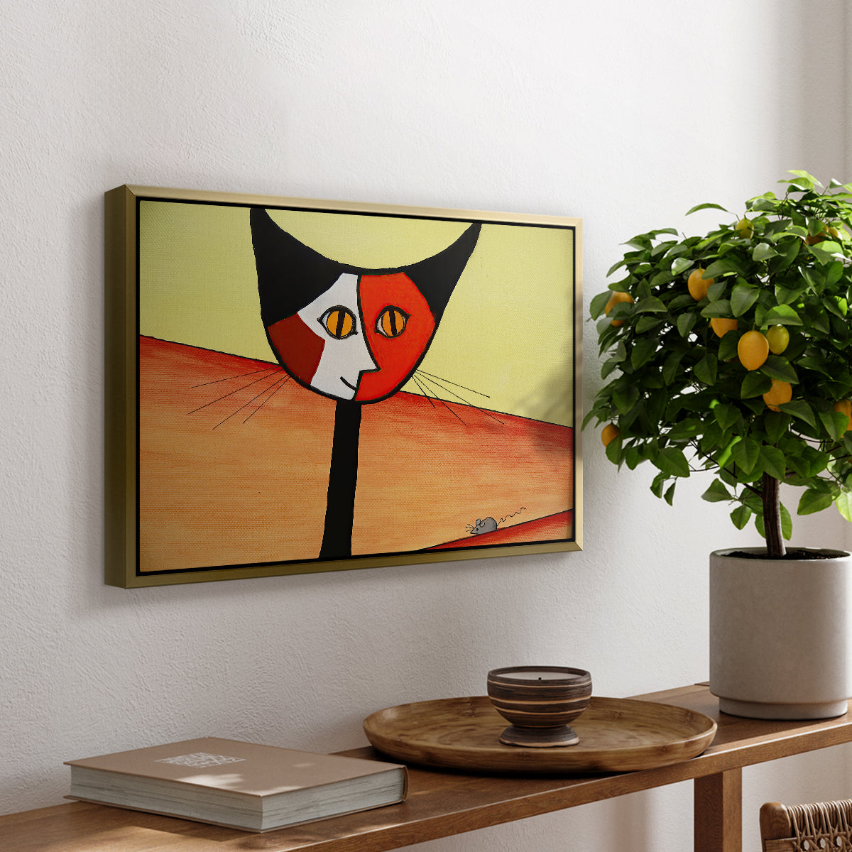 Picasso's Cat–El Gato - Floater Framed Canvas Print
