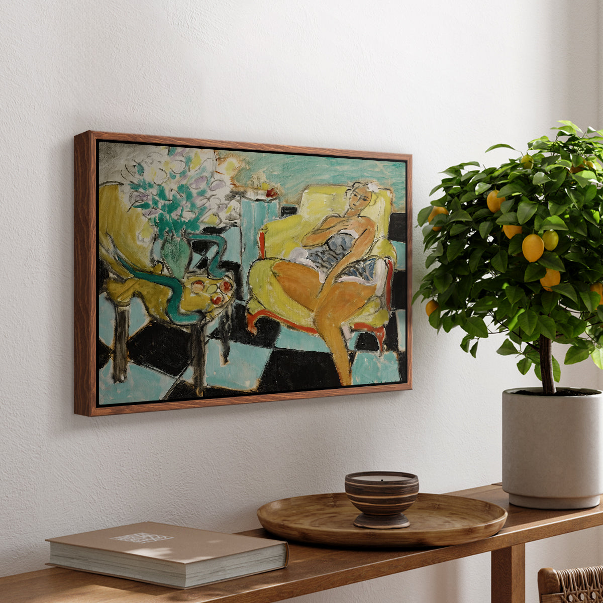 Seated Woman with Flower, 1942 - Floater Framed Canvas Print