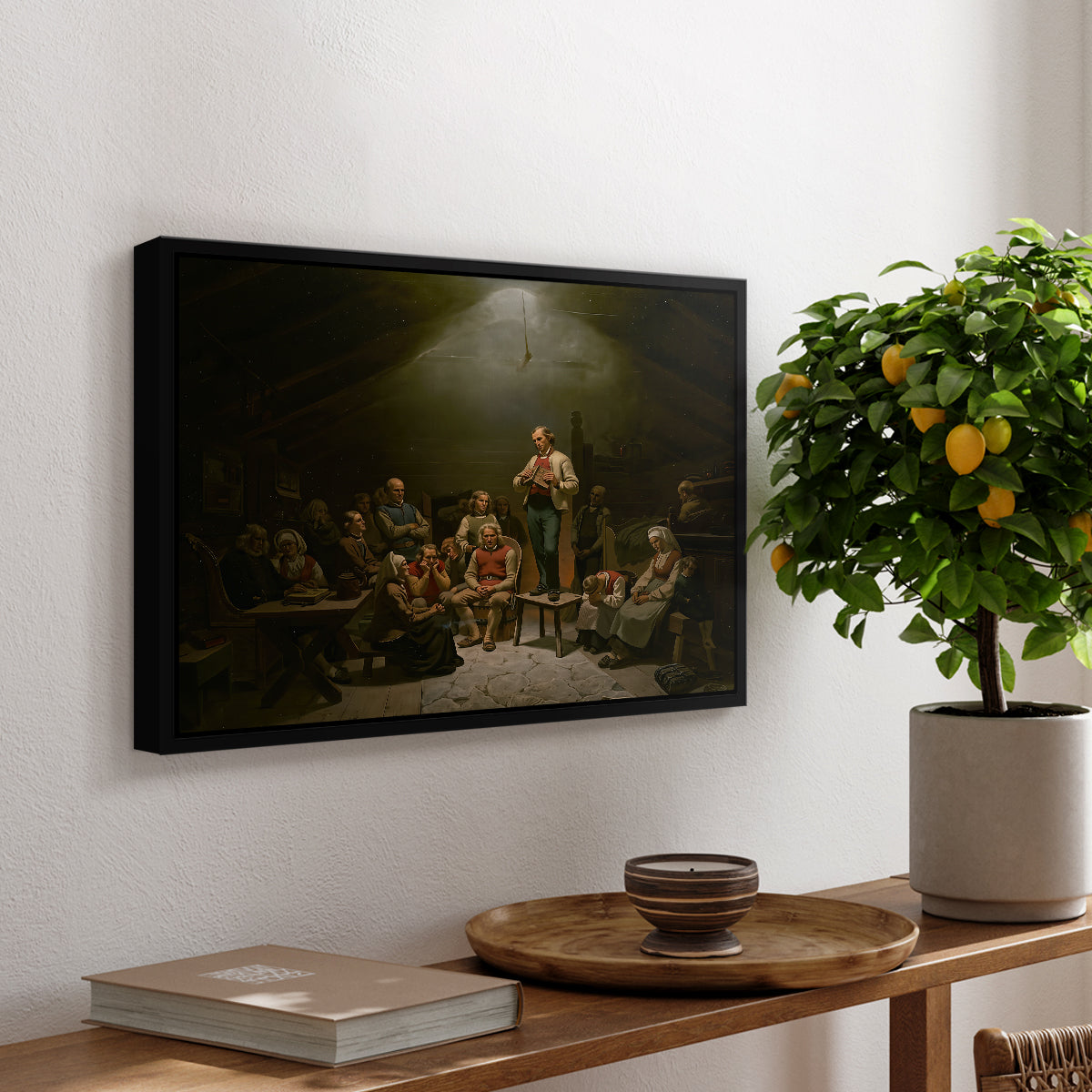 Low Church Devotion (Haugianerne), 1848 - Floater Framed Canvas Print