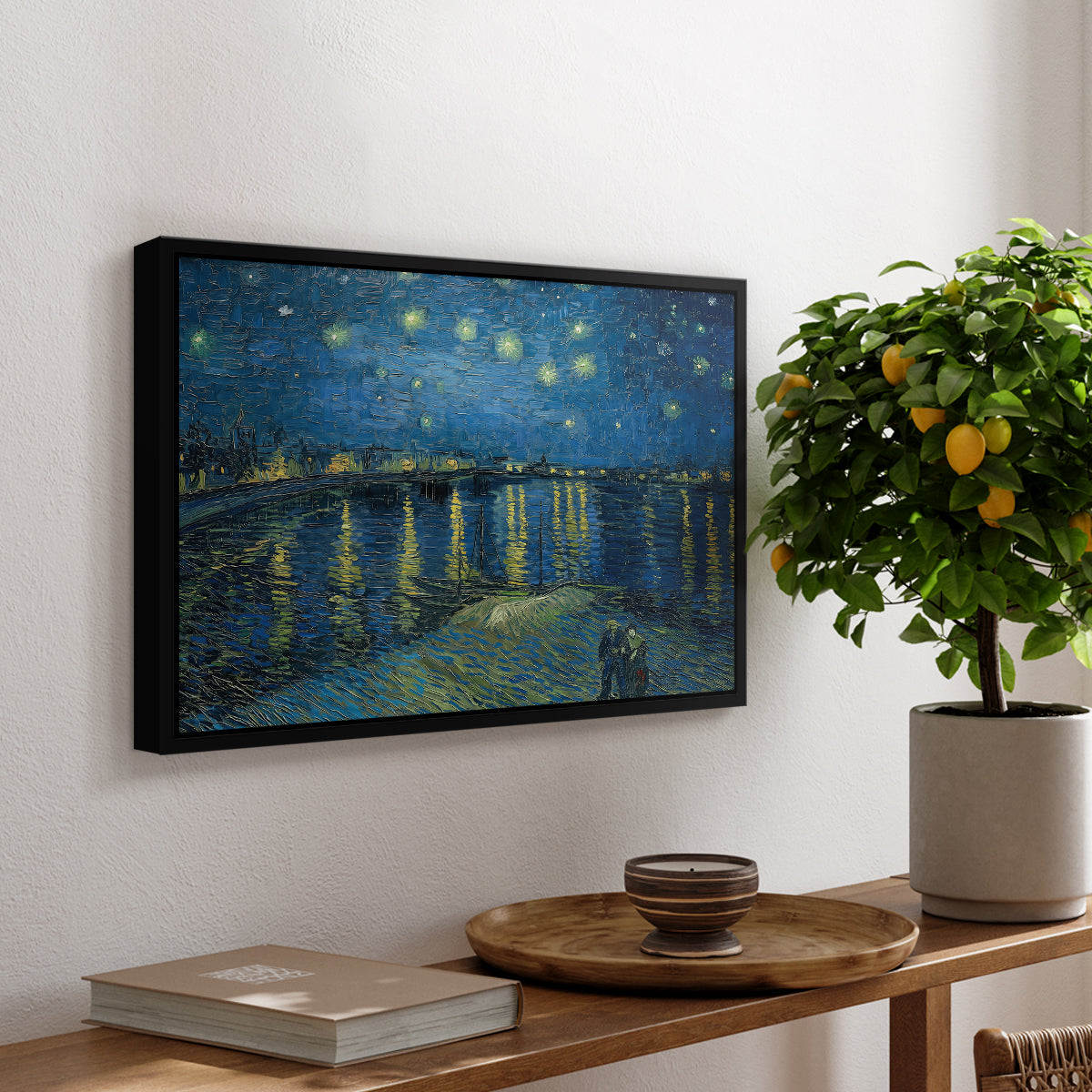 Starry Night Over the Rhône, 1888 - Floater Framed Canvas Print