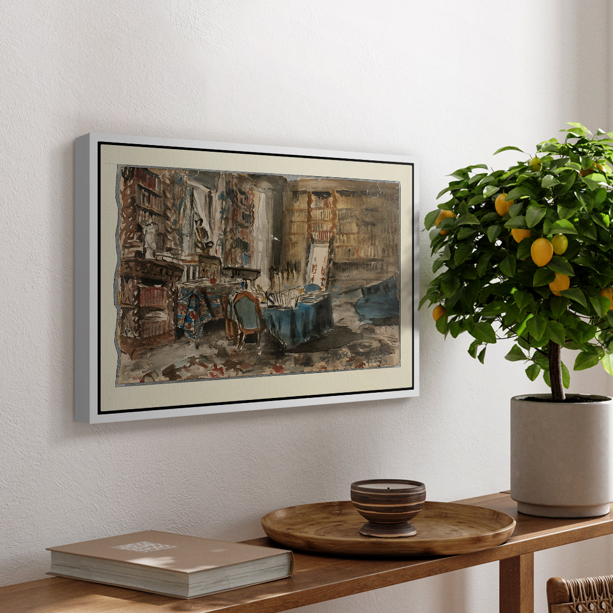 Cabinet de Flaubert à Croisset, 1874 - Floater Framed Canvas Print
