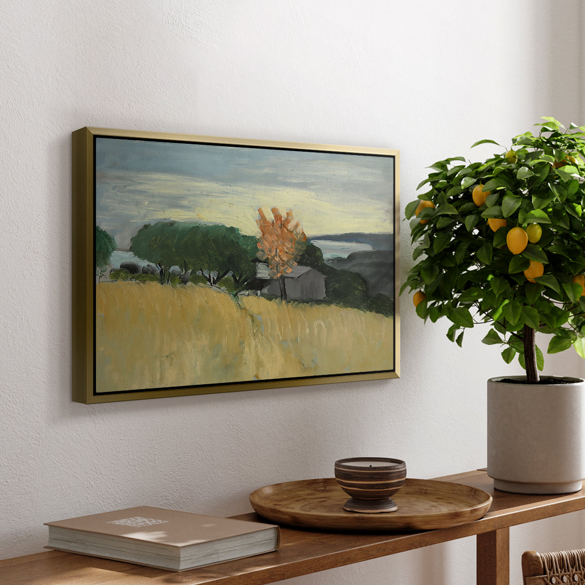 Fields of Wheat in Cagnes, 1918 - Floater Framed Canvas Print