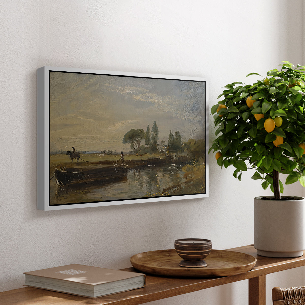 Barge below Flatford Lock, c. 1810 - Floater Framed Canvas Print