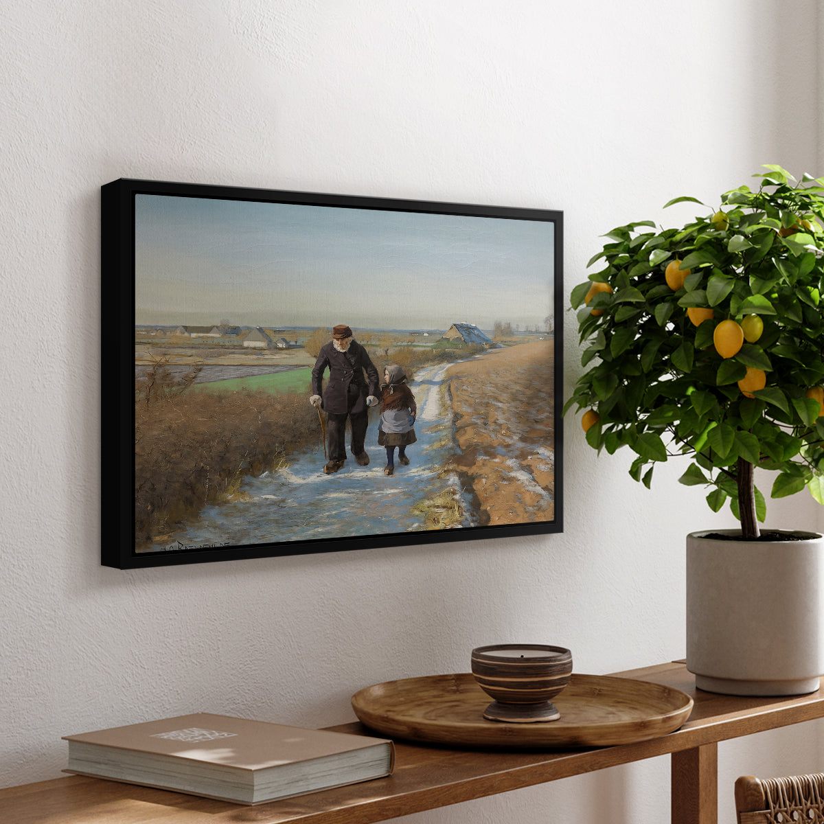 The Old Man and the Child, 1888 - Floater Framed Canvas Print