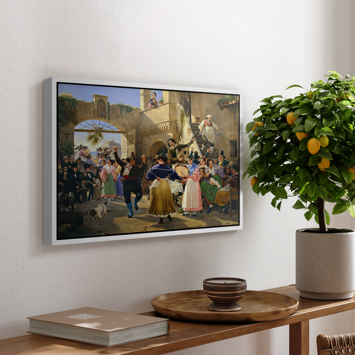Romans Gathered for Merriment at an Osteria, 1839 - Floater Framed Canvas Print