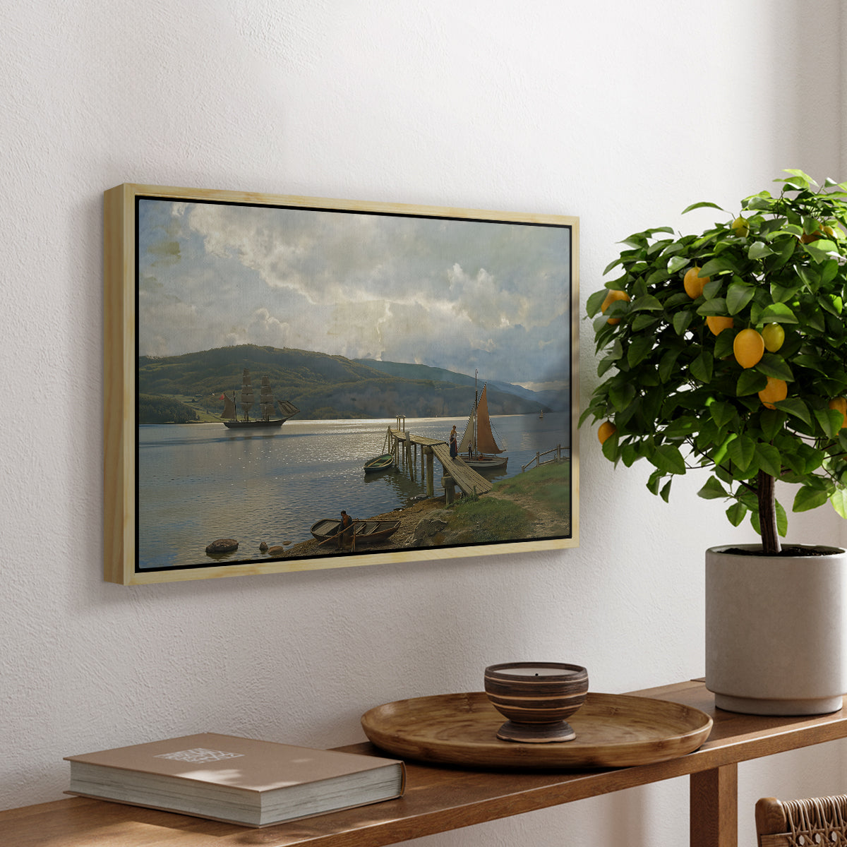 The Jetty at Feste near Moss, 1898 - Floater Framed Canvas Print